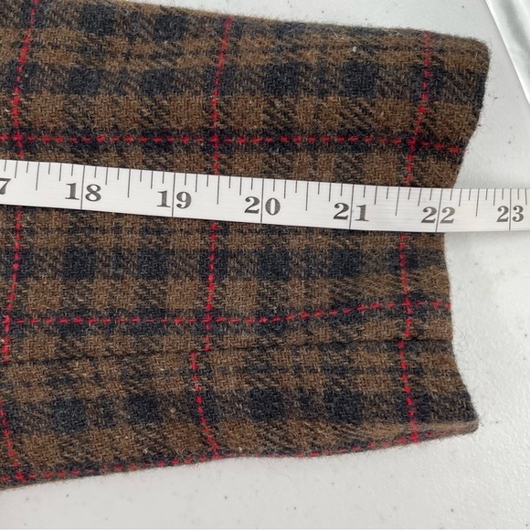 Willi Smith Vintage Wool Blend Plaid Faux Leather Button Pockets Jacket Blazer - Picture 8 of 9